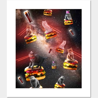 Galaxy Laser Cat, Space Burger Cheeseburger Cats Posters and Art